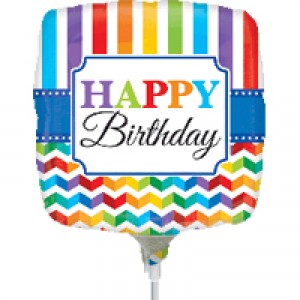 Anagram Foil -Mini Shape- 9" HBD Bright Stripe & Chevron , #A-A15-30892