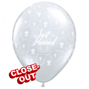 11" Just Married Flowers-A-Round (TW) - Diamond Clear w/ White Ink (50ct) _315, QL11RI37087(D)