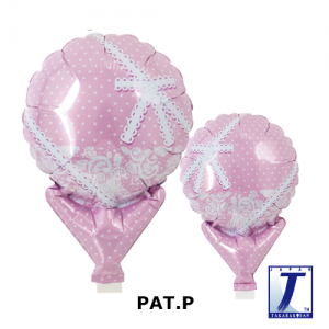 Upright Balloon 5"/ Printed_Lace Ribbon White (Non-Pkgd.), TK-UPB-I810501 