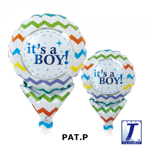 Upright Balloon 5"/ Printed_It's A Boy Chevron (Non-Pkgd.), TK-UPB-I810512 