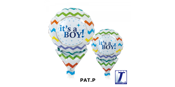 Upright Balloon 5"/ Printed_It's A Boy Chevron (Non-Pkgd.), TK-UPB-I810512 